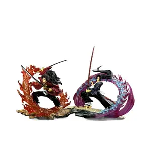 Demon Slayer GK Action Figure Kokushibou vs Tsugikuni Yoriichi Luminous Version GK Model Double Head Version with Detailed Flames and Water Effects decor festive home collectible toy craft art figurine