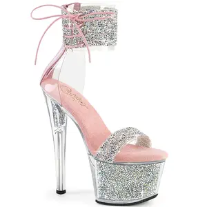 Pleaser Sky-327RSI Womens Sandals in Silver/Baby Pink