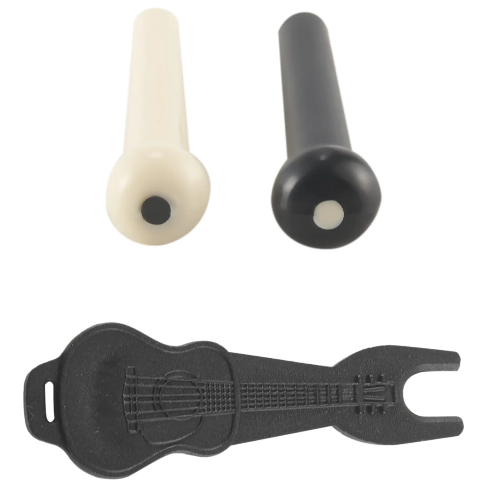 36-Piece Plastic Lightweight Acoustic Guitar Bridge Pins Pegs Set (18 x Black, 6 x 2cm White) with 1 Black Puller - Easy Install Accessory + Tool for Most Acoustic Guitars, Convenient Carrying, 18 X Black Guitar Bridge Pins