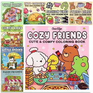 Adult and Teen Coloring Books Cozy Scene Coloring Picture Books Cute and Comfortable Coloring Books Cozy Friends