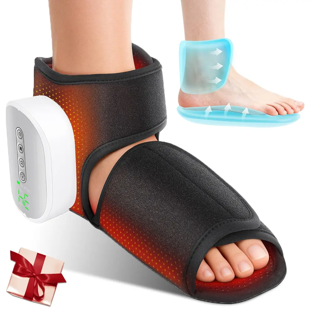 Foot Massager with Heat & Compression, Cordless Dual Airbag Ankle Massager for Circulation, 3 Modes 4 Intensities 4 Heating Levels, Heated Ankle Wrap for Men Women Seniors