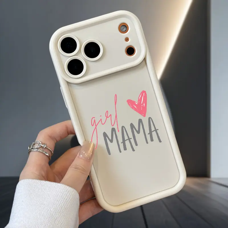 Girl Mama Heart Customized Silicone Casing for iPhone 17 Air,16,16e,15,14,13,12,11 Pro Max Plus,X,XS - Durable Soft Matte TPU Armor Back Cover, Lens Protection, Drop-Proof Shock-Resistant Mobile Phone Accessory