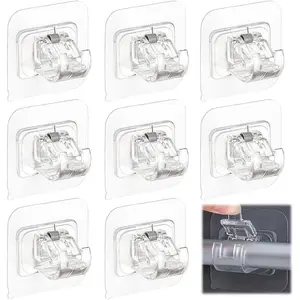 Curtain Rod Bracket 8pcs Self Adhesive Nail-Free Adjustable Fixing Hook for Home, Bathroom, Kitchen & Hotel - Transparent Design Organiser