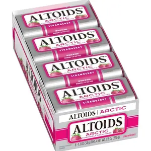 ALTOIDS Arctic Strawberry Breath Mints Hard Candy Bulk, 1.2 oz Tin (Pack of 8)