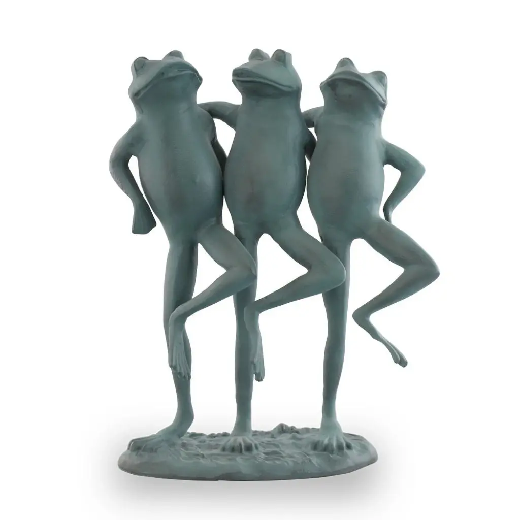 SPI Home 41029 Aluminum Dancing Frog Trio Collectible Statue - Large Size 18.5x15x7.5 in, Whimsical Home Decor Figurine, Room Decor Accent, Dancing Pose