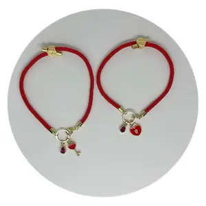 Bestie Matching Bracelets with Key and Lock Charms - Adjustable Nylon Bracelets, Custom Hand-Assembled, Available in Pairs