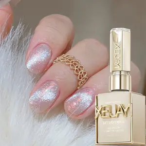 1PC 15ML Snow Pear Ice Cream Cat's Eye Gel Shiny Reflective Nail Polish Glue Magnetic Gel, Brilliant Shining Cat's Eye Gel High Density Magnetic Powder Durable and Firm Suitable for Home Salon Nail Art DIY Women's Christmas Gift Cosmetic Manicure Cutics