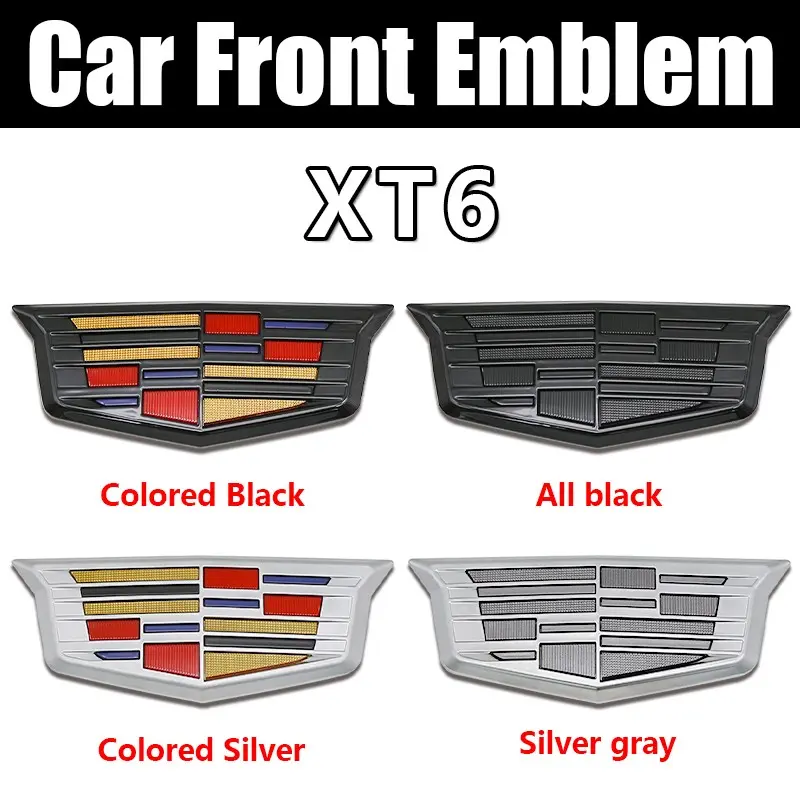 Cadillac Xt6 Front Grille Emblem and Rear Trunk Badge Quality Replacement Set, Durable Car Accessories, Easy Installation, OEM Fit, Perfect Fit