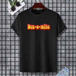 That Retro 70's Sayings Vintage Style Text Dyn-O-Mite Shirt T-Shirt, 100% Cotton, Single Side Printed, Black Short Sleeve T-shirt, Gift for Family Friends, S-XXXL, 1 pc, Fabric Weight 180g