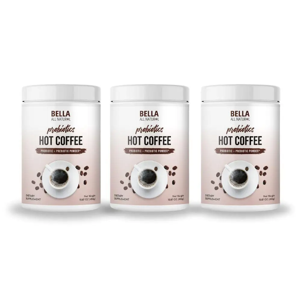 3 Pack Bella All Natural Probiotics Hot Coffee for Daily Use