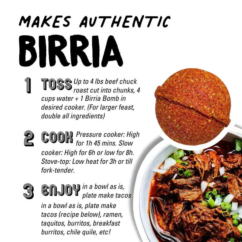 EZ BOMBS BirriaBombs 2 Bombs Per Pack - Seasoning Spice Bomb Flavor for Authentic Mexican Dishes - Traditional 1