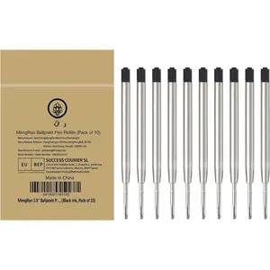 3.9'' Ballpoint Ink Pen Refills for Click Pens,1mm Medium Tip,Compatible with Parker Pen Refill,Pack of 10 (Black Ink)