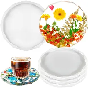Resin Coaster Molds 4Pcs 5.1x5.1inch Druzy Geode Agate Silicone Coaster Molds for DIY Art Craft Cup Mats - Home Improvement.