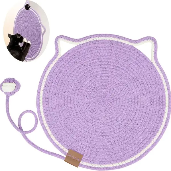 Cat Scratcher Mat,Durable natural Cotton Rope Cat Scratch Pad, Round Horizontal Floor Cat Scratching Pads for Indoor Cats, Cat Furniture Protector for
