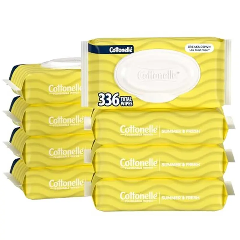 Summer Fresh Scented Flushable Wipes, 8 Packs, 42 Wipes per Pack
