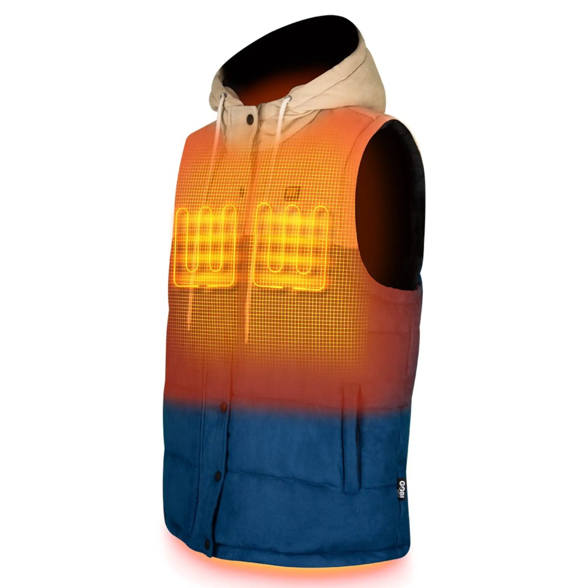Colt Men's Heated Vest with Hood - Puffer Design, Zipper Closure, Stylish Color Blocking, Ideal for Casual Wear