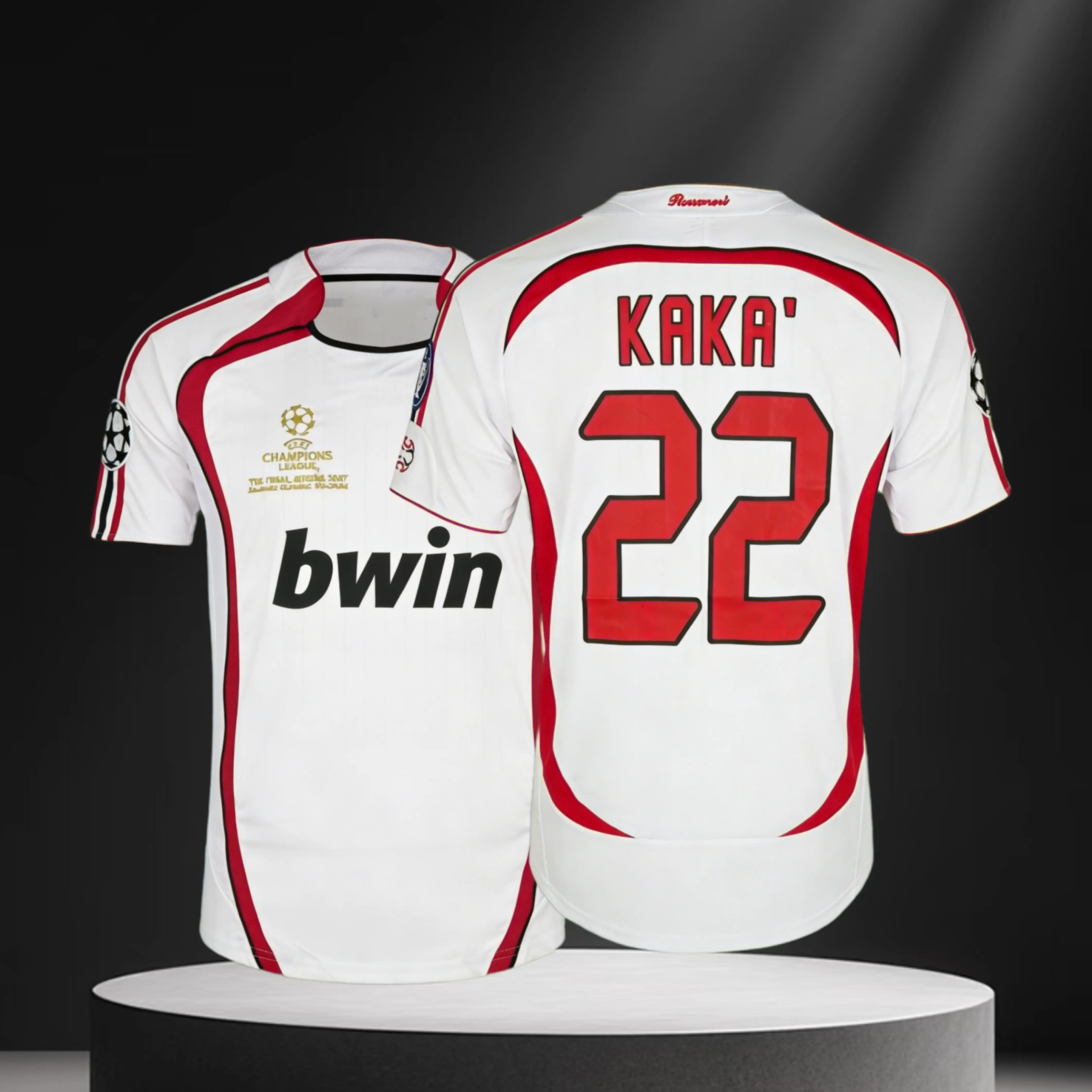 06 07 Away 22# KAKA Short Sleeve Soccer Jersey Fans Version White Red