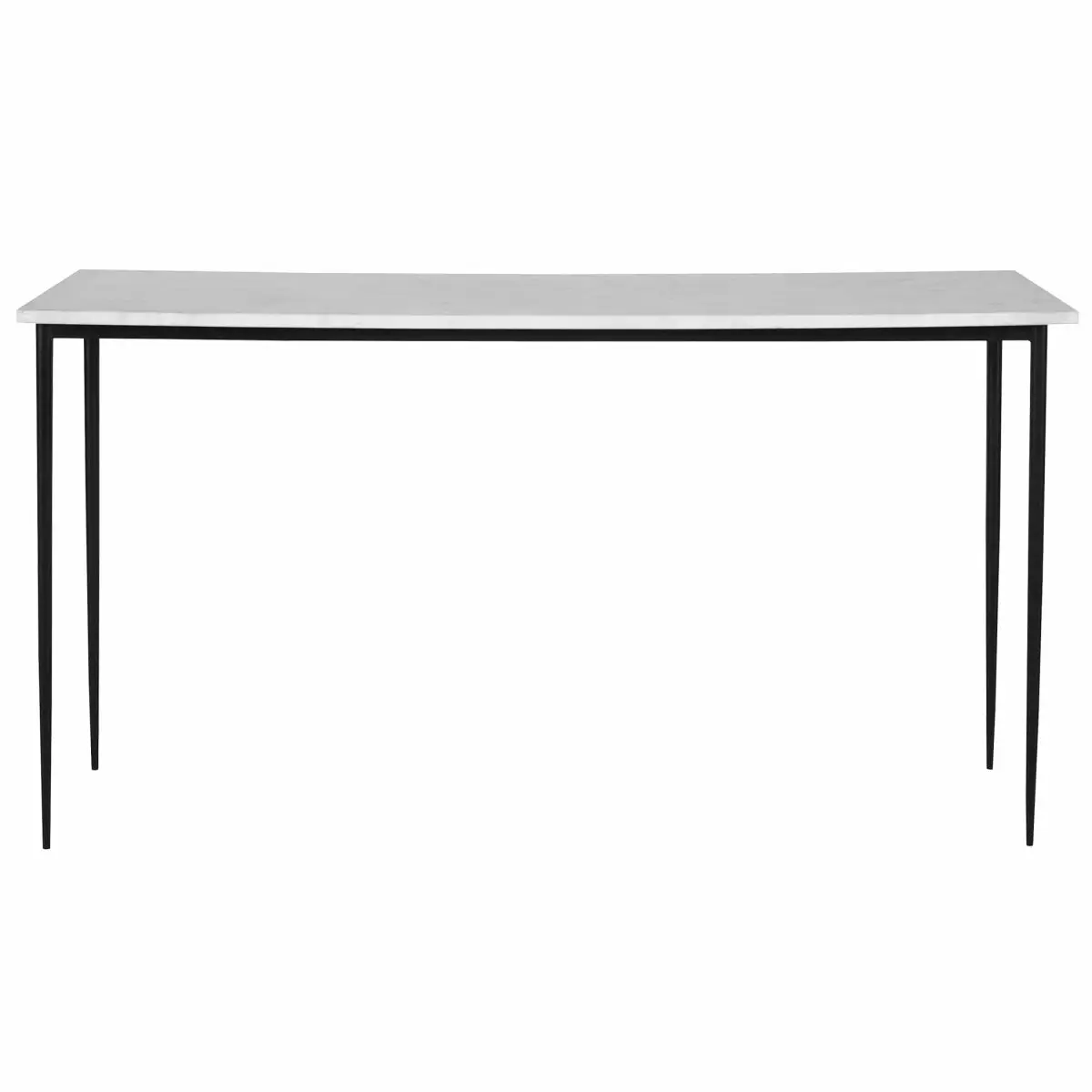 Modern Console Table - Satin Black Natural White Marble Indoor Furniture, Side Table for Living Room Entryway