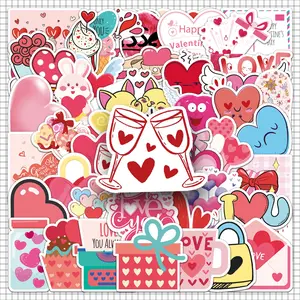 100pcs two sets of repetition cartoon Valentine's Day sweet love stickers glass storage box photo album decorative stickers