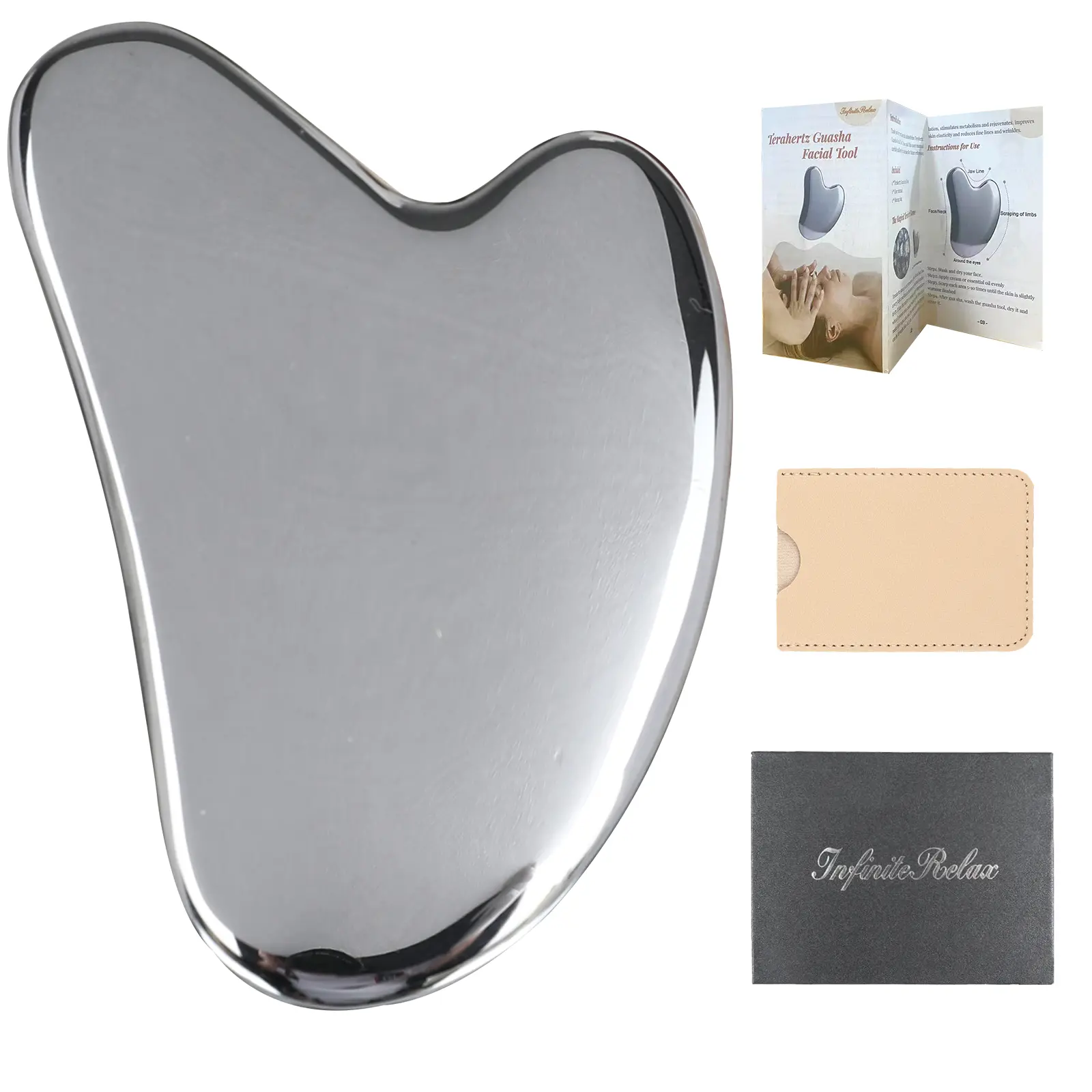 InfiniteRelax Terahertz Gua Sha Facial Beauty Massager - Manual Adult Massage Tool (Single Item) with Quick Cold or Heat, Puffiness Relief, Anti-Wrinkle & Skincare Comfort, Facial Beauty Massagers