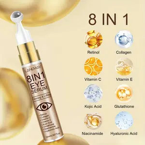 8-in-1 Eye Serum - Formulated To Improve Dark Circles, Puffiness, and The Under-eye Area. Contains Hyaluronic Acid and Collagen, Moisturizing Without Stickiness, Preservative-free, Skincare Product, Slim-fit Bottle Design, and Rich in Vitamin B3.