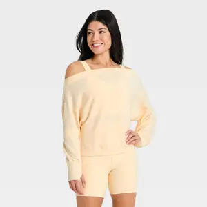 Women's Modal Fleece Off The Shoulder Sweatshirt - All In Motion Light Yellow XL