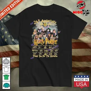 Official 24th Anniversary 2001-2025 Harry Potter Signature Thank You For The Memories Unisex T-Shirt