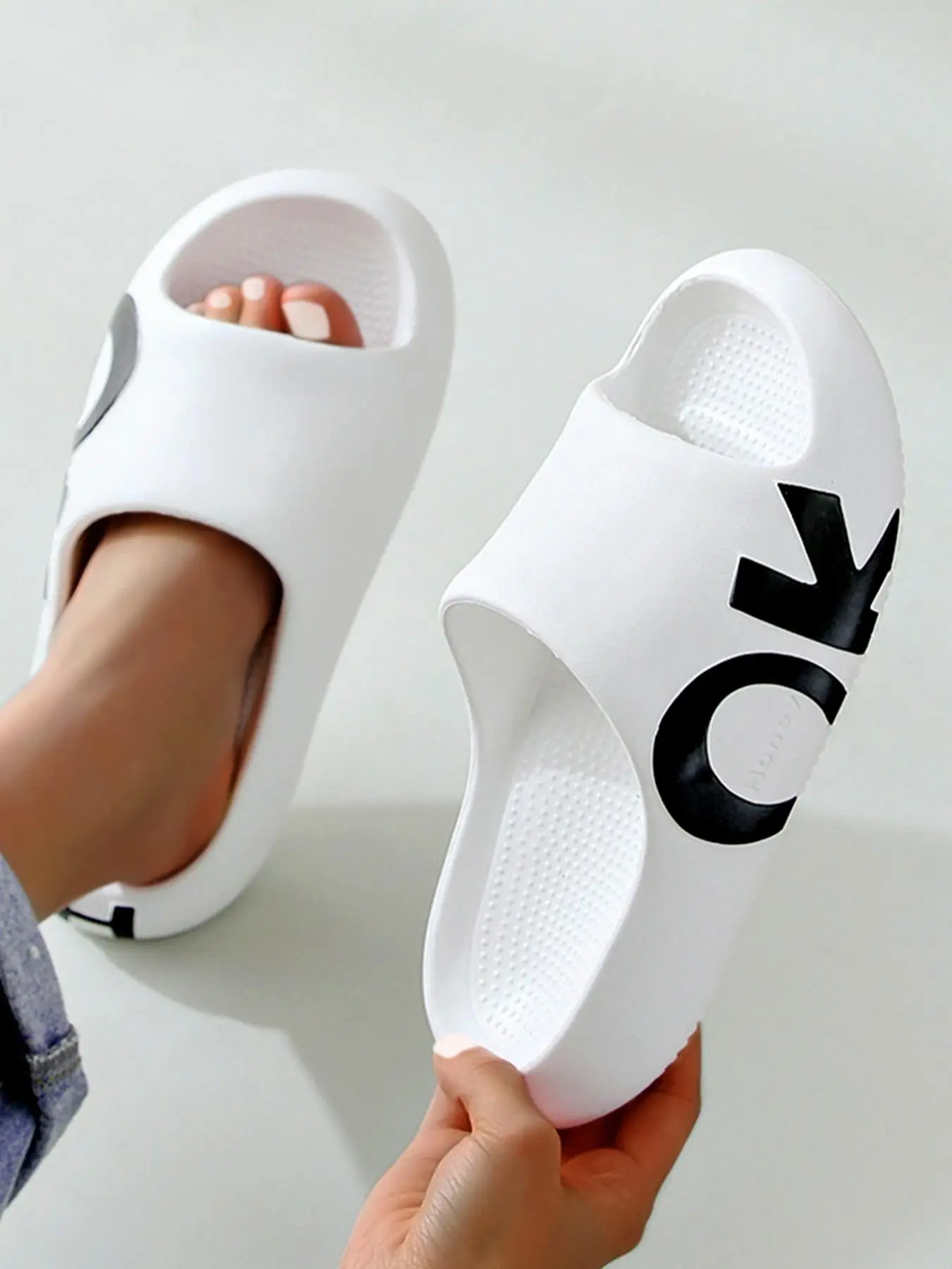 Women's Letter Pattern Non-slip House Slippers, Summer 2024 Slide Sandals, Home Sneaker Slippers, Beach Slides for Women Girls, Walking Shoes, Footwea