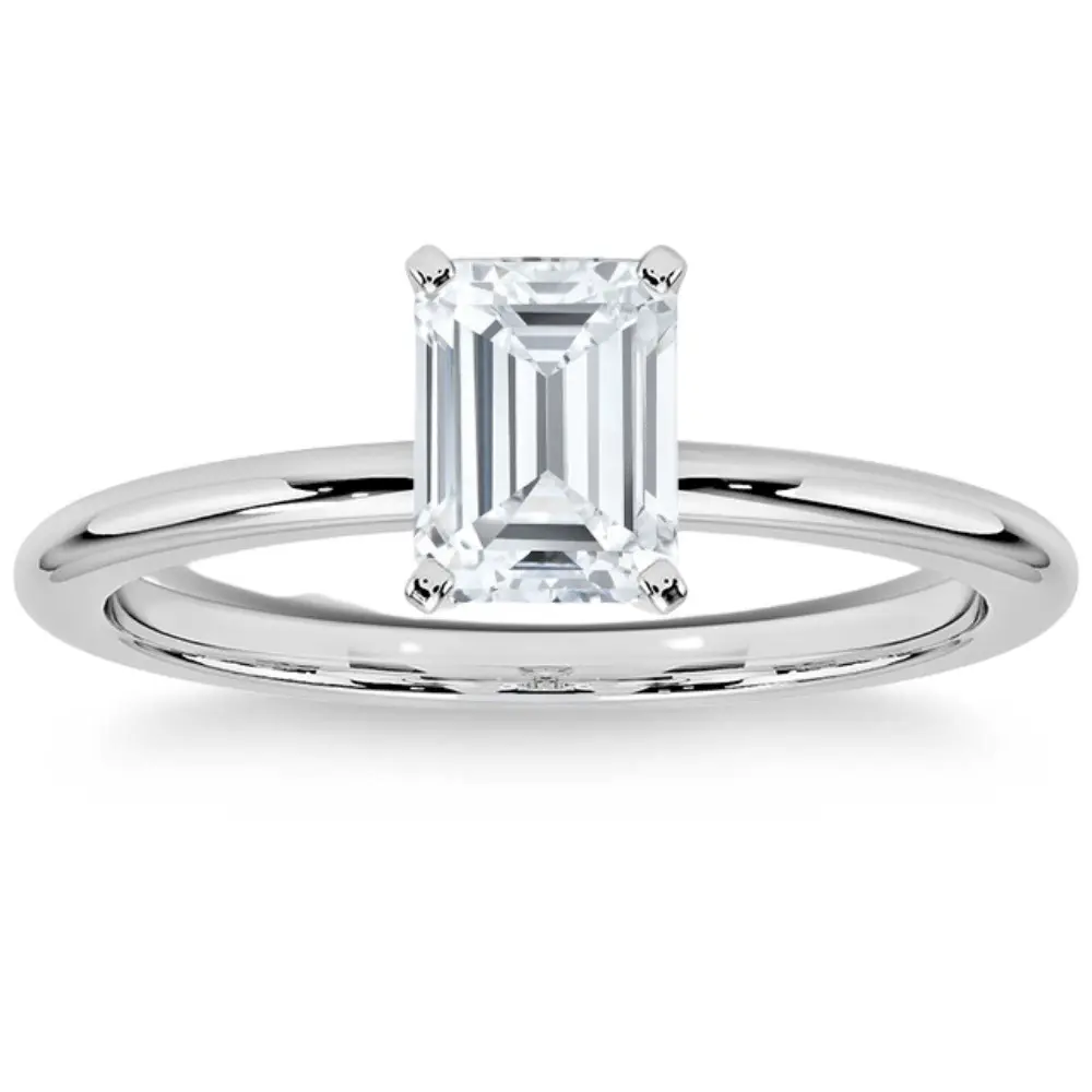 Platinum 1Ct Emerald Cut Diamond Solitaire Engagement Ring Lab Grown