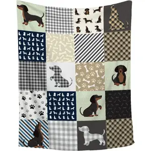 Dachshund Dog Pet Themed Blanket Ultra Soft Flannel Cozy Warm Bedroom Couch Sofa Throw Decor Decorative Throw Perfect Birthday Gift Christmas Gift for Kids Adults Viral Trending Cute Wiener Aesthetic Style