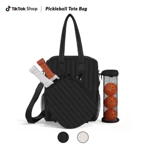 Pickleball Tote Bag for Women Men with Paddle Cover Pocket External Ball Bag and Adjustable Shoulder Strap Fence Hook,Ideal Pickleball Gift
