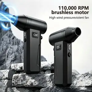 110000RPM Electric Air Duster, Cordless Compressed Air Blower with Brushless Motor, Adjustable Speed, LED Light, Type-C Rechargeable Keyboard Cleaner for PC, Car, Home