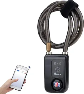 Smart Bike Cable Locks Bicycle Lock Bluetooth APP Controlled Nulock 110db,47 inch Long Braided Steel Motorcycle Lock Anti Theft, IP44 Splash-Proof Bike Alarm Lock for Scooter/Stroller/Gate