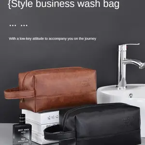 1 piece, black / brown, light luxury design, men's toiletry storage bag, travel skincare products storage bag, hand-held business multi-functional cosmetic bag, portable storage bag, Multifunctional Toiletry Bag, Toiletries Travel Bag
