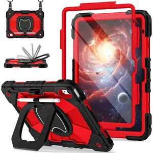 Case for iPad 10th Generation 10.9 Inch (2022), iPad (A16) 11th Generation 11 Inch (2025), Rugged i Pad Case 10th Gen with 360?Rotating Stand Screen Protector Pen Holder  Strap, Red