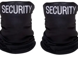 PAIR of Black "SECURITY" Neck & Face Mask Cover Stretch Tactical Wrap - One Size Fits All - BOGO