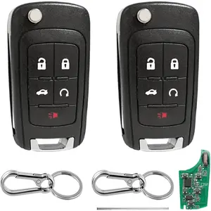 5-Key Keyless Entry Remote Flip Key Fob Replacement for Chevrolet Cruze, Yinglang, Malibu, Sonic, Equinox, Camaro, Buick Regal, Encore, Verano, Lacrosse, GMC Terrain 2010-2019 315MHz with Chip - Pack of 2