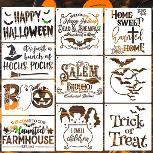 Halloween Stencils for Painting on Wood 12”x8” Large Halloween Stencil Boo Trick or Treat Bats Hocus Pocus Drawing Templates for Wood Sign Doormat T-shirt Porch Wreath Decor