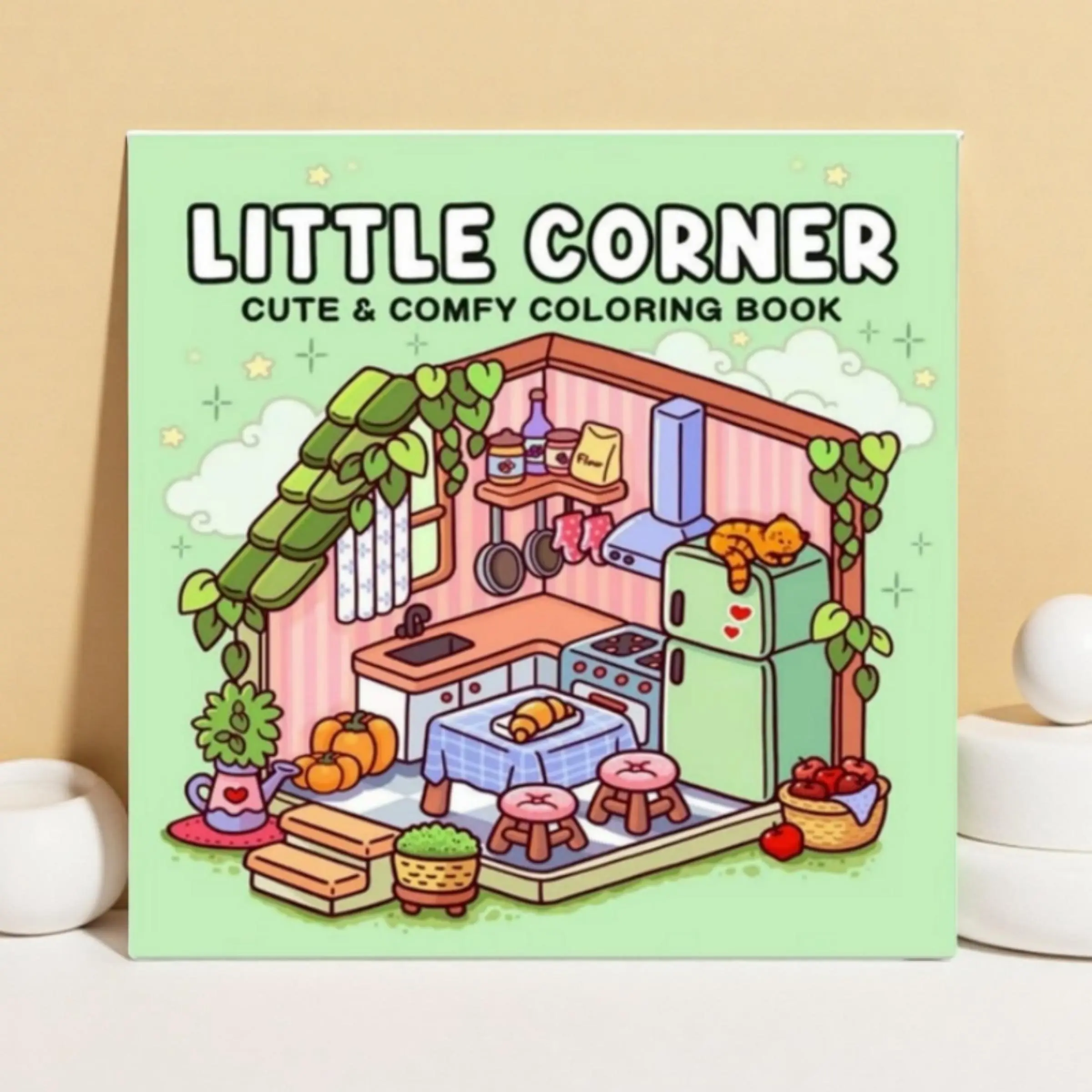 Little Corner Coloring Book, Cute Cartoon Coloring Book, Coloring Gift Book, DIY Painting Supplies for Adults & Teens, Home Decor Ideas, Drawing Book