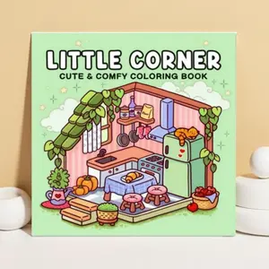 Little Corner Coloring Book, Cute Cartoon Coloring Book, DIY Painting Supplies for Adults & Teens, Home Decor Ideas, Drawing Book