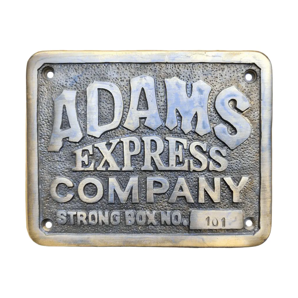 Adams Express Company Strong Box Solid Brass Plaque
