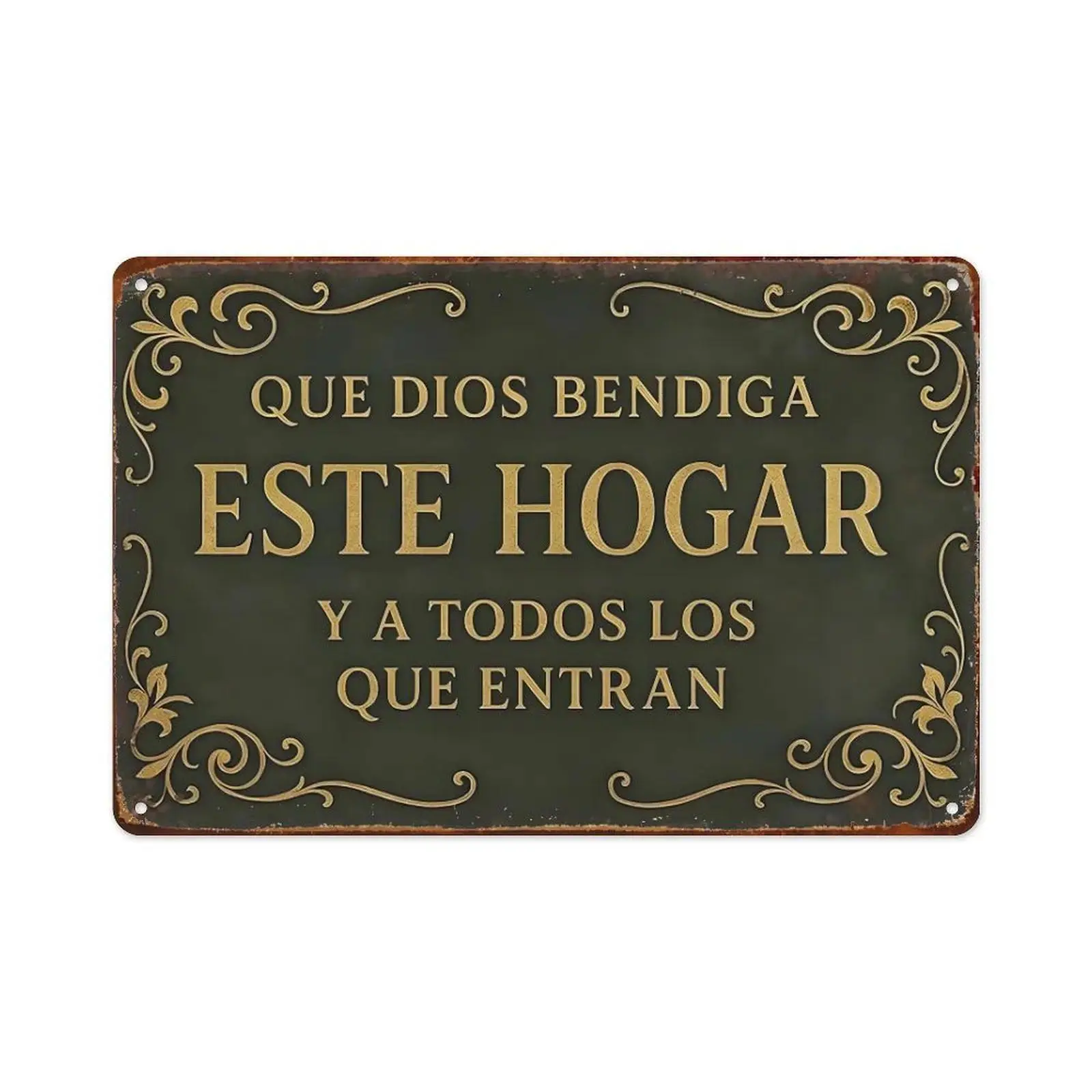 Que Dios Bendiga Este Hogar Vintage Aluminum Wall Art Sign - 8x12in Plaque Decoration for Home, Prayer Room, Home Decor