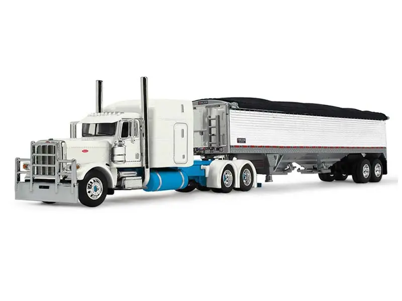 Peterbilt Model 389 w/ 63 Mid-Roof Sleeper and 43 Wilson Pacesetter High Sided Grain Trailer - Capitola Trucking Diecast 1:64 Scale Model - DCP 60-2207