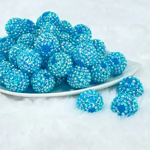20mm Jelly Blue Dazzle Rhinestone AB Bubblegum Beads