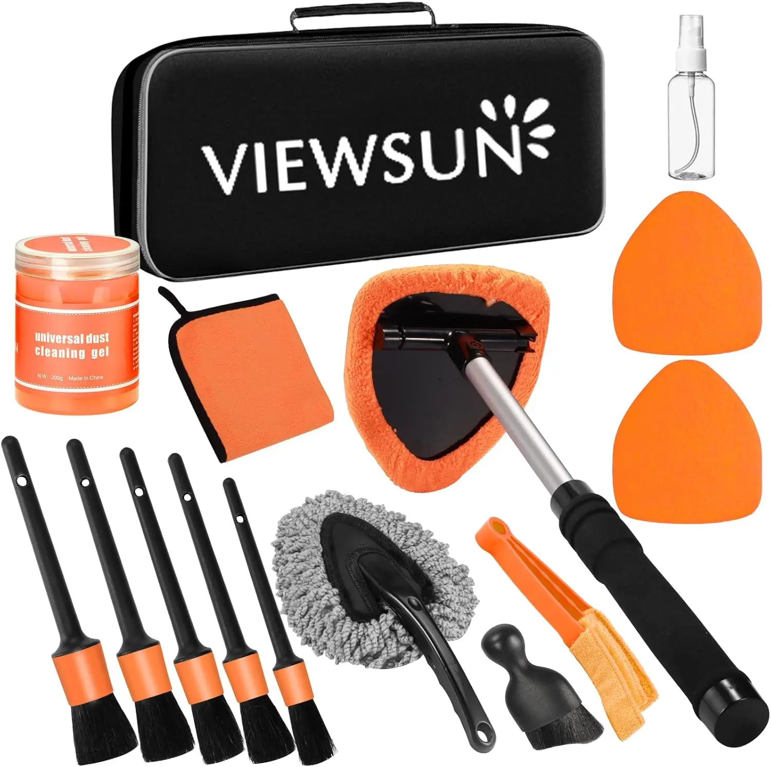 【TikTokShopBackToSchool】Viewsun Windshield Cleaner Tool, 15Pcs Car Interior Cleaning Kit, Detailing Kit Cleaner, Detailing Brush, Cleaning Gel, Inside Cleaning Supplies Accessories for Trucks, SUVs, RVs Window，Summervibes