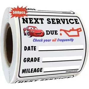 500 pcs Oil Change Service Due Reminder Window Stickers Static Cling 1.75x1.75 inch Christmas Low-Tack Auto Maintenance No Residue Stickers For Gas Stations,Auto Repair Shops,Windshie
