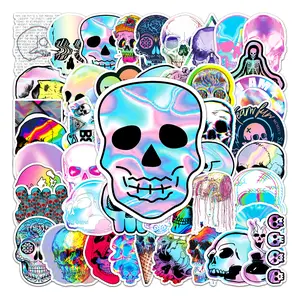 50/100pcs Skull pattern sticker,funny sticker,Holloween Scary sticker,laser decorative sticker for skateboard luggage box,waterproof decals