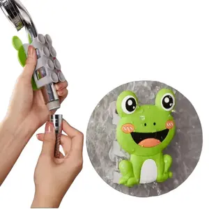 Cartoon Silicone Suction Cup Shower Head Holder for Bathroom Shower, Removable and Drill-Free Installation, Wall-Mounted Frog Bracket