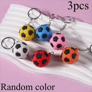 3pcs Soft rubber football men's keychain pendant backpack pendant car keychain pendant