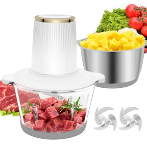 PZZ Food Processor, 2 Speed Meat Grinder Electric Food Chopper with 2 Bi-Level Blades Mini Kitchen Cutter for Vegetable, Onion, Garlic, Meat, Nuts, and Baby Food (2L)